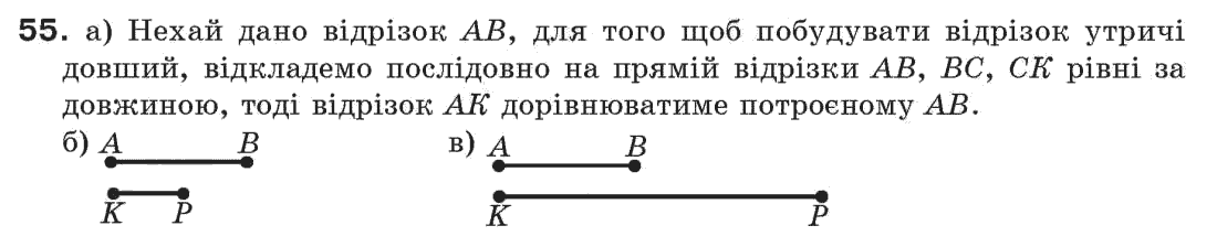 Завдання № 55 - § 2. Відрізки та їх довжини - ГДЗ Геометрія 7 клас Г.П. Бевз, В.Г. Бевз, Н.Г. Владімірова 2007