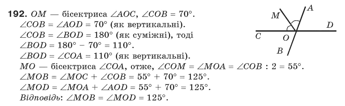 Завдання № 192 - § 6. Ознаки паралельності прямих - ГДЗ Геометрія 7 клас Г.П. Бевз, В.Г. Бевз, Н.Г. Владімірова 2007