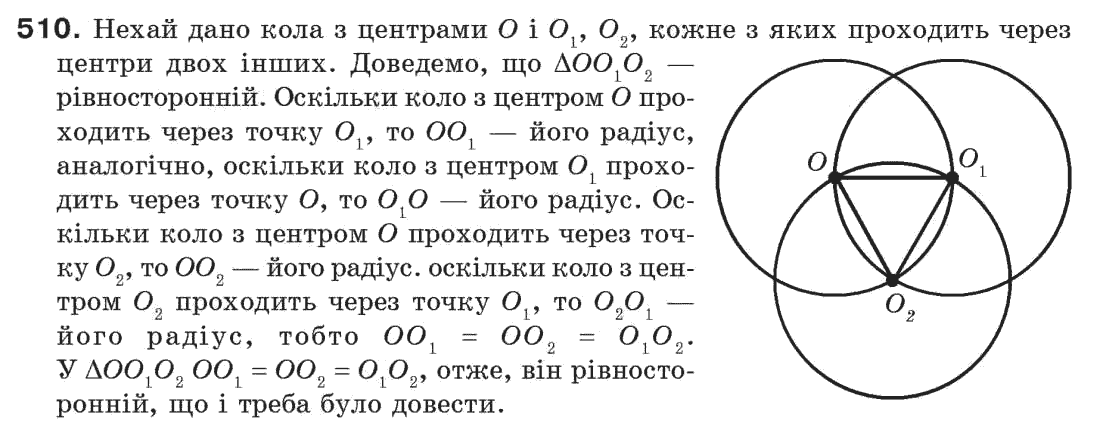 Завдання № 510 - § 17. Коло і круг - ГДЗ Геометрія 7 клас Г.П. Бевз, В.Г. Бевз, Н.Г. Владімірова 2007