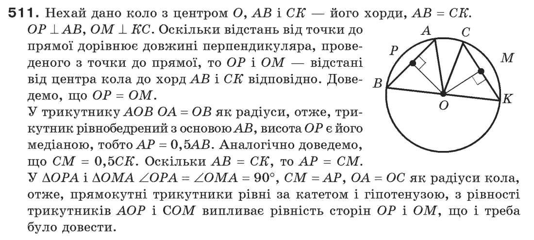 Завдання № 511 - § 17. Коло і круг - ГДЗ Геометрія 7 клас Г.П. Бевз, В.Г. Бевз, Н.Г. Владімірова 2007