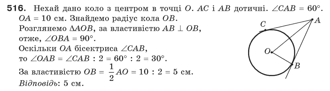 Завдання № 516 - § 17. Коло і круг - ГДЗ Геометрія 7 клас Г.П. Бевз, В.Г. Бевз, Н.Г. Владімірова 2007