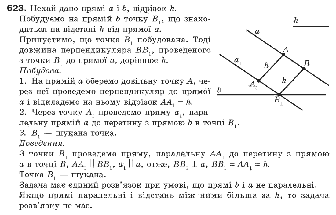 Завдання № 623 - § 21. Завдання на побудову - ГДЗ Геометрія 7 клас Г.П. Бевз, В.Г. Бевз, Н.Г. Владімірова 2007