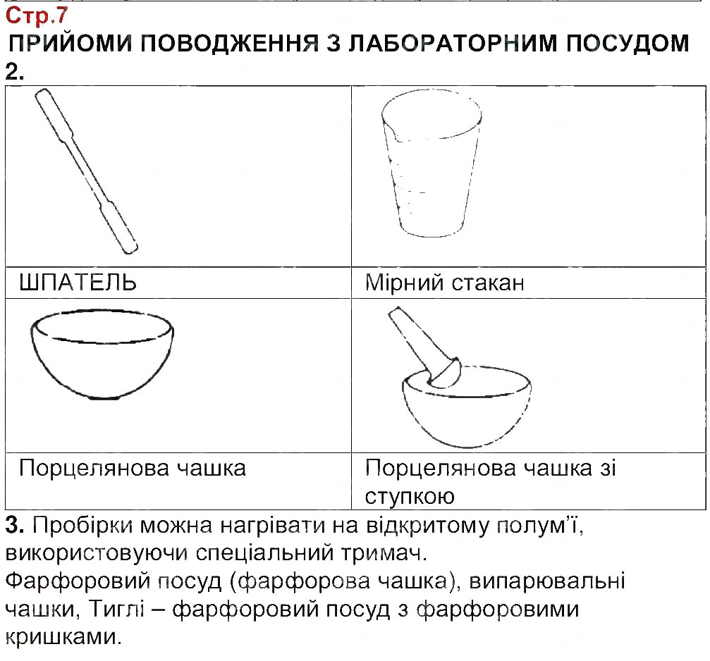 Завдання № 7 - Завдання зі сторінок 6-15 - ГДЗ Хімія 7 клас І.І Черевань 2015 - Зошит для лабораторних дослідів і практичних робіт