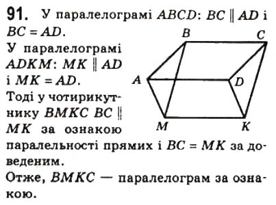 Завдання № 91 - 3. Ознаки паралелограма - ГДЗ Геометрія 8 клас А.Г. Мерзляк, В.Б. Полонський, М.С. Якір 2008