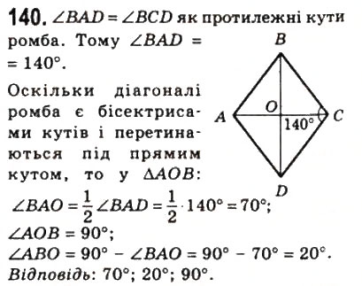 Завдання № 140 - 5. Ромб - ГДЗ Геометрія 8 клас А.Г. Мерзляк, В.Б. Полонський, М.С. Якір 2008