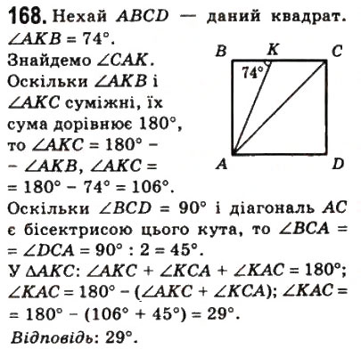 Завдання № 168 - 6. Квадрат - ГДЗ Геометрія 8 клас А.Г. Мерзляк, В.Б. Полонський, М.С. Якір 2008