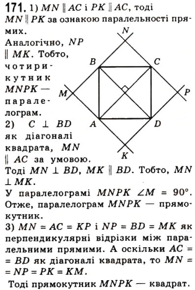 Завдання № 171 - 6. Квадрат - ГДЗ Геометрія 8 клас А.Г. Мерзляк, В.Б. Полонський, М.С. Якір 2008