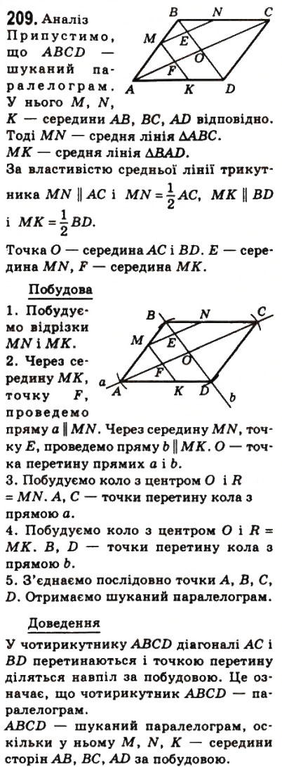 Завдання № 209 - 7. Середня лінія трикутника - ГДЗ Геометрія 8 клас А.Г. Мерзляк, В.Б. Полонський, М.С. Якір 2008