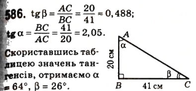 Завдання № 586 - 17. Синус, косинус і тангенс гострого кута прямокутного трикутника - ГДЗ Геометрія 8 клас А.Г. Мерзляк, В.Б. Полонський, М.С. Якір 2008