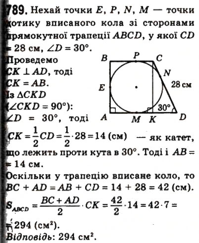 Завдання № 789 - 23. Площа трапеції - ГДЗ Геометрія 8 клас А.Г. Мерзляк, В.Б. Полонський, М.С. Якір 2008