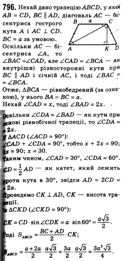 Завдання № 796 - 23. Площа трапеції - ГДЗ Геометрія 8 клас А.Г. Мерзляк, В.Б. Полонський, М.С. Якір 2008