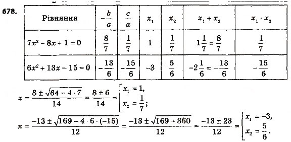 Завдання № 678 - § 3. Квадратні рівняння - ГДЗ Алгебра 8 клас А.Г. Мерзляк, В.Б. Полонський, M.С. Якір 2016