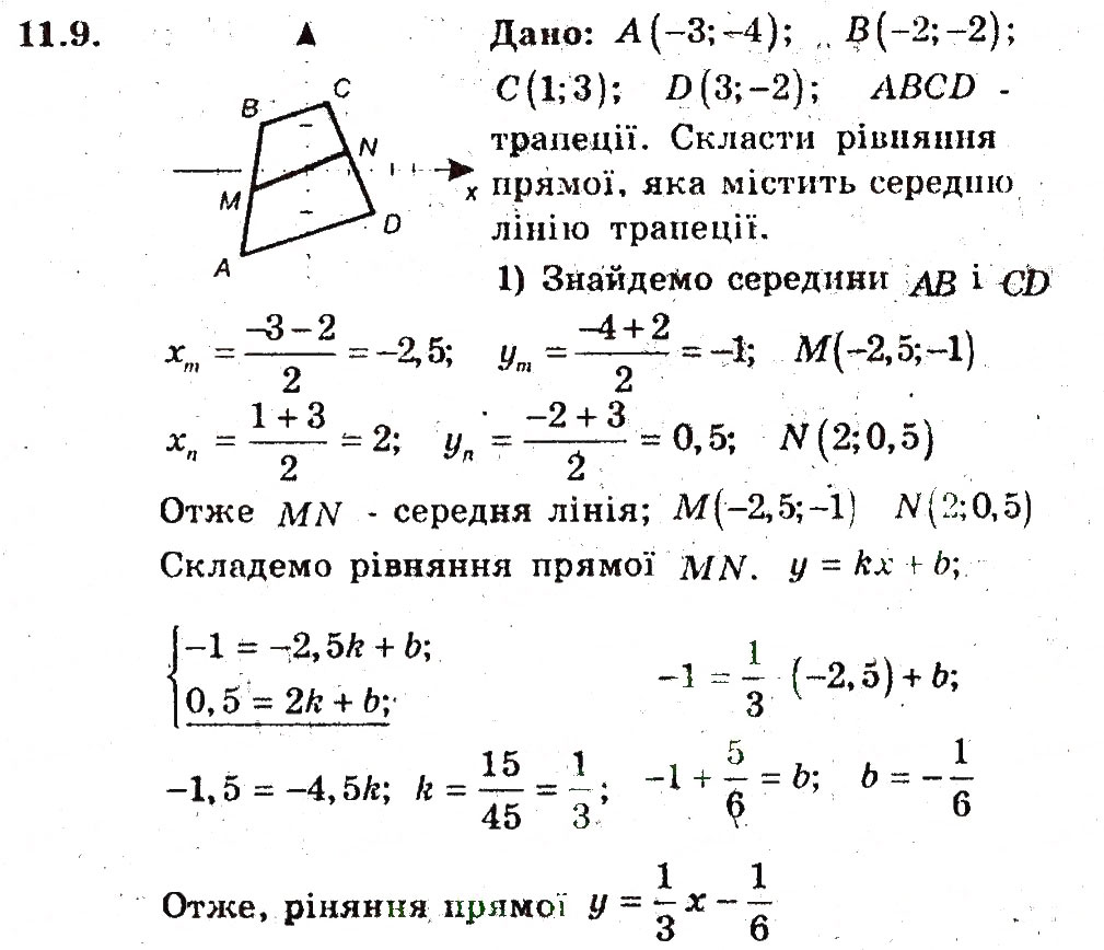 Завдання № 9 - 11. Загальне рівняння прямої - ГДЗ Геометрія 9 клас А.Г. Мерзляк, В.Б. Полонський, M.С. Якір 2009 - Поглиблений рівень вивчення