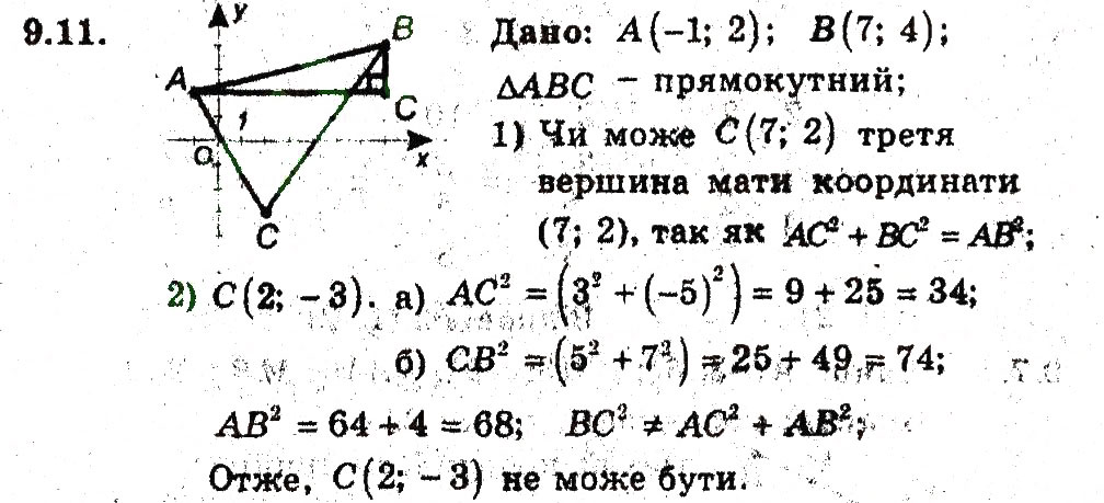Завдання № 11 - 9. Відстань між двома точками із заданими координатами - ГДЗ Геометрія 9 клас А.Г. Мерзляк, В.Б. Полонський, M.С. Якір 2009 - Поглиблений рівень вивчення