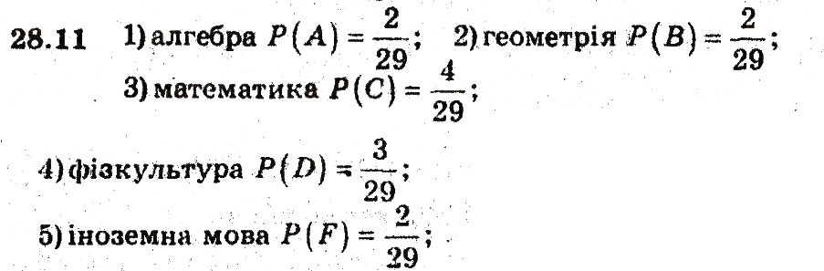 Завдання № 11 - 28. Частота та ймовірність випадкової події - ГДЗ Алгебра 9 клас А.Г. Мерзляк, В.Б. Полонський, М.С. Якір 2009 - Поглиблений рівень вивчення