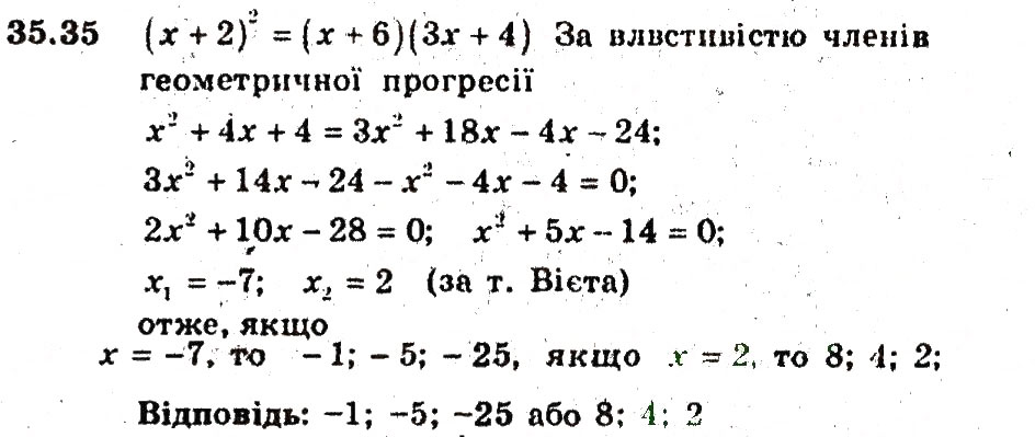 Завдання № 35 - 35. Геометрична прогресія - ГДЗ Алгебра 9 клас А.Г. Мерзляк, В.Б. Полонський, М.С. Якір 2009 - Поглиблений рівень вивчення