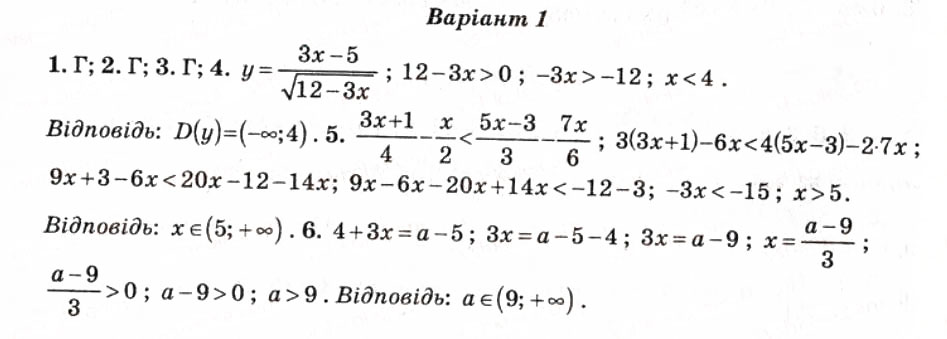 Завдання № СР4 - Самостійні роботи - ГДЗ Алгебра 9 клас О.І. Каплун 2009 - Тест-контроль