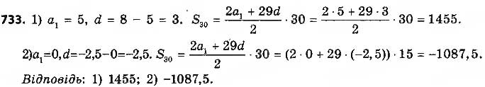 Завдання № 733 - § 17. Сума n перших членів арифметичної прогресії - ГДЗ Алгебра 9 клас О.С. Істер 2017