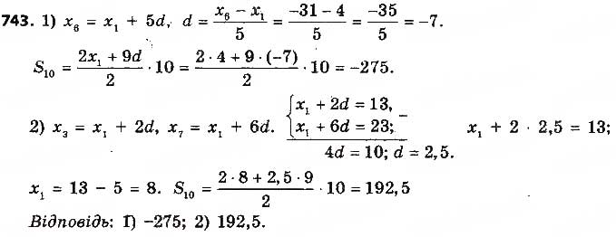 Завдання № 743 - § 17. Сума n перших членів арифметичної прогресії - ГДЗ Алгебра 9 клас О.С. Істер 2017