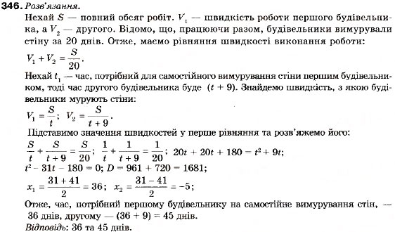 Завдання № 346 - 12. Квадратична функція - ГДЗ Алгебра 9 клас В.Р. Кравчук, Г.М. Янченко, М.В. Підручна 2009