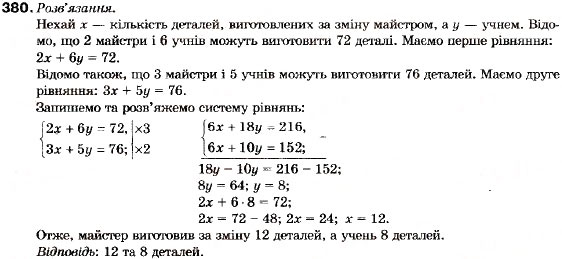 Завдання № 380 - 13. Нерівності другого степеня з однією змінною - ГДЗ Алгебра 9 клас В.Р. Кравчук, Г.М. Янченко, М.В. Підручна 2009