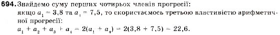 Завдання № 694 - 22. Арифметична прогресія та її властивості - ГДЗ Алгебра 9 клас В.Р. Кравчук, Г.М. Янченко, М.В. Підручна 2009