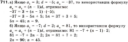 Завдання № 711 - 23. Формула n-го члена арифметичної прогресії - ГДЗ Алгебра 9 клас В.Р. Кравчук, Г.М. Янченко, М.В. Підручна 2009