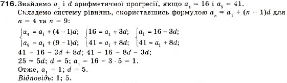 Завдання № 716 - 23. Формула n-го члена арифметичної прогресії - ГДЗ Алгебра 9 клас В.Р. Кравчук, Г.М. Янченко, М.В. Підручна 2009