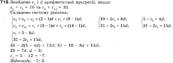 Завдання № 719 - 23. Формула n-го члена арифметичної прогресії - ГДЗ Алгебра 9 клас В.Р. Кравчук, Г.М. Янченко, М.В. Підручна 2009
