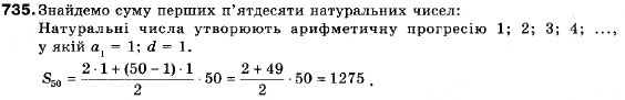 Завдання № 735 - 24. Формула суми перших n членів арифметичної прогресії - ГДЗ Алгебра 9 клас В.Р. Кравчук, Г.М. Янченко, М.В. Підручна 2009