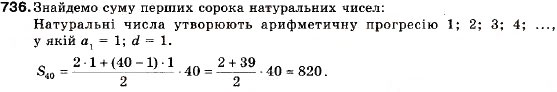 Завдання № 736 - 24. Формула суми перших n членів арифметичної прогресії - ГДЗ Алгебра 9 клас В.Р. Кравчук, Г.М. Янченко, М.В. Підручна 2009
