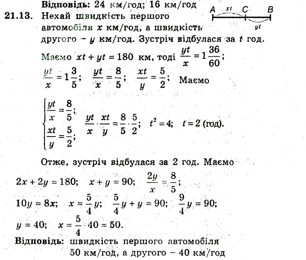 Завдання № 13 - 21. Розв'язування задач за допомогою систем рівнянь - ГДЗ Алгебра 9 клас А.Г. Мерзляк, В.Б. Полонський, М.С. Якір 2009 - Поглиблений рівень вивчення
