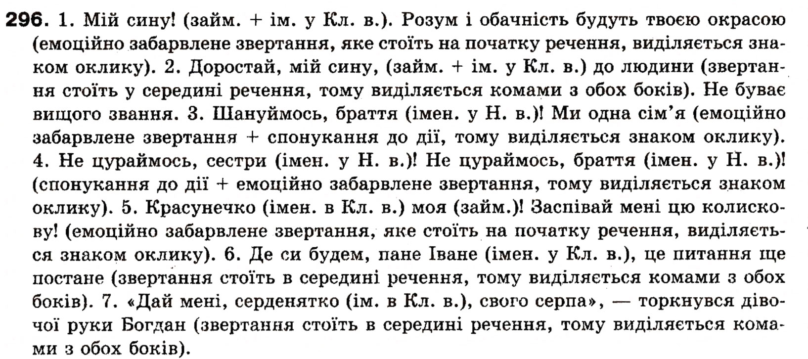 Завдання № 296 - § 25. Речення зі звертаннями, вставними словами (словосполученнями). Розділові знаки при звертаннях і вставних словах - ГДЗ Українська мова 8 клас О.П. Глазова, Ю.Б. Кузнецова 2008